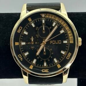 Gold & Black Folio Men’s Watch